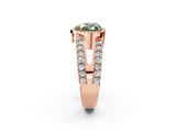 Rose gold Fancy Green Heart  Cut Halo Split Shank Diamond Ring with Four-Prong Setting_2
