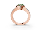 Rose gold Fancy Green Heart  Cut Halo Split Shank Diamond Ring with Four-Prong Setting_3