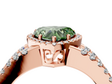 Rose gold Fancy Green Heart  Cut Halo Split Shank Diamond Ring with Four-Prong Setting_4