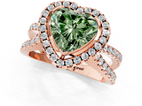 Rose gold Fancy Green Heart  Cut Halo Split Shank Pave Set Ring_1