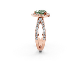 Rose gold Fancy Green Heart  Cut Halo Split Shank Pave Set Ring_2