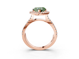 Rose gold Fancy Green Heart  Cut Halo Split Shank Pave Set Ring_3