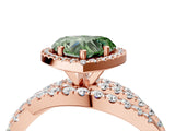 Rose gold Fancy Green Heart  Cut Halo Split Shank Prong Setting Ring_16