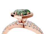 Rose gold Fancy Green Heart  Cut Halo Split Shank Prong Setting Ring_4