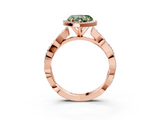 Rose gold Fancy Green Heart  Cut Halo Twisted Band Four-Prong Ring_3