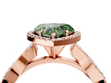 Rose gold Fancy Green Heart  Cut Halo Twisted Band Four-Prong Ring_4