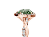 Rose gold Fancy Green Heart  Cut Halo Twisted Band Four-Prong Ring_5