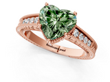 Rose gold Fancy Green Heart  Cut Milgrain Channel Set Engagement Ring with Solitaire Prong Setting_1