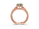Rose gold Fancy Green Heart  Cut Milgrain Channel Set Engagement Ring with Solitaire Prong Setting_3