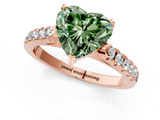 Rose gold Fancy Green Heart  Cut Pavé Band Solitaire Ring with Four-Prong Setting_1