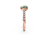 Rose gold Fancy Green Heart  Cut Pavé Band Solitaire Ring with Four-Prong Setting_2