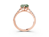 Rose gold Fancy Green Heart  Cut Pavé Band Solitaire Ring with Four-Prong Setting_3