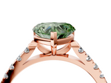 Rose gold Fancy Green Heart  Cut Pavé Band Solitaire Ring with Four-Prong Setting_4