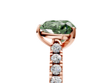 Rose gold Fancy Green Heart  Cut Pavé Band Solitaire Ring with Four-Prong Setting_5