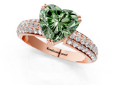 Rose gold Fancy Green Heart  Cut Pave Diamond Engagement Ring with Channel Set Band and Four-Prong Setting_1