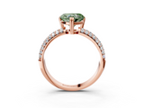 Rose gold Fancy Green Heart  Cut Pave Diamond Engagement Ring with Channel Set Band and Four-Prong Setting_3