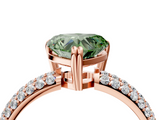Rose gold Fancy Green Heart  Cut Pave Diamond Engagement Ring with Channel Set Band and Four-Prong Setting_4