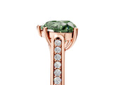 Rose gold Fancy Green Heart Cut Solitaire Cathedral Diamond Engagement Ring with Channel-Set Band and Four-Prong Setting_8