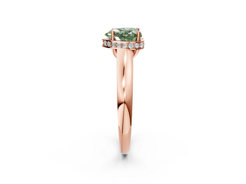 Rose gold Fancy Green Heart Cut Solitaire Diamond Engagement Ring with Four-Prong Setting and Tapered Band_2