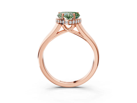 Rose gold Fancy Green Heart Cut Solitaire Diamond Engagement Ring with Four-Prong Setting and Tapered Band_3