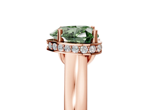 Rose gold Fancy Green Heart Cut Solitaire Diamond Engagement Ring with Four-Prong Setting and Tapered Band_5