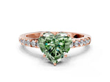 Rose gold Fancy Green Heart Cut Solitaire Diamond Engagement Ring with Pavé Band and Six-Prong Setting_12