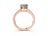 Rose gold Fancy Green Heart Cut Solitaire Diamond Engagement Ring with Pavé Band and Six-Prong Setting_15