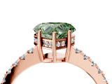 Rose gold Fancy Green Heart Cut Solitaire Diamond Engagement Ring with Pavé Band and Six-Prong Setting_16