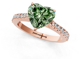 Rose gold Fancy Green Heart  Cut Solitaire Diamond Engagement Ring with Pave Band and Four-Prong Setting_1