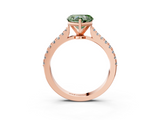 Rose gold Fancy Green Heart  Cut Solitaire Diamond Engagement Ring with Pave Band and Four-Prong Setting_3