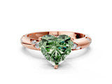 Rose gold Fancy Green Heart Cut Solitaire Diamond Engagement Ring with Twisted Pave Band and Four-Prong Setting_3