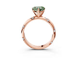 Rose gold Fancy Green Heart Cut Solitaire Diamond Engagement Ring with Twisted Pave Band and Four-Prong Setting_6