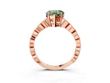 Rose gold Fancy Green Heart Cut Solitaire Diamond Ring with Infinity Twist Band and Four-Prong Setting_3