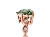 Rose gold Fancy Green Heart Cut Solitaire Diamond Ring with Infinity Twist Band and Four-Prong Setting_5