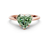 Rose gold Fancy Green Heart Cut Solitaire Diamond Ring with Six-Prong Setting and Classic Band_12