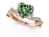 Rose gold Fancy Green Heart  Cut Solitaire Diamond Twisted Band with Pave Setting_1