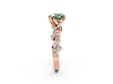 Rose gold Fancy Green Heart  Cut Solitaire Diamond Twisted Band with Pave Setting_2