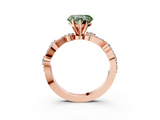 Rose gold Fancy Green Heart  Cut Solitaire Diamond Twisted Band with Pave Setting_3