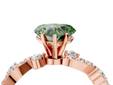 Rose gold Fancy Green Heart  Cut Solitaire Diamond Twisted Band with Pave Setting_4