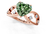Rose gold Fancy Green Heart  Cut Solitaire Diamond with Side Stones on Criss-Cross Band and Four-Prong Setting_1