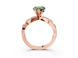 Rose gold Fancy Green Heart  Cut Solitaire Diamond with Side Stones on Criss-Cross Band and Four-Prong Setting_3