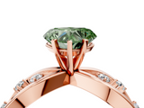 Rose gold Fancy Green Heart  Cut Solitaire Diamond with Side Stones on Criss-Cross Band and Four-Prong Setting_4