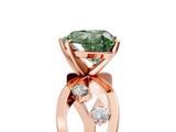 Rose gold Fancy Green Heart  Cut Solitaire Diamond with Side Stones on Criss-Cross Band and Four-Prong Setting_5