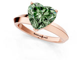Rose gold Fancy Green Heart  Cut Solitaire Engagement Ring with Flat Band and Four-Prong Setting 1