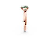 Rose gold Fancy Green Heart  Cut Solitaire Engagement Ring with Flat Band and Four-Prong Setting 2