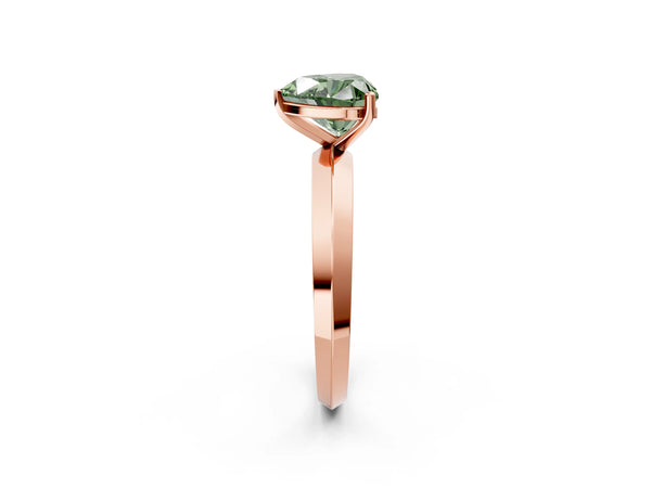 Rose Gold Heart-Shaped Knife-Edge Solitaire Engagement Ring Setting for Fancy Green Center