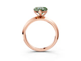 Rose gold Fancy Green Heart  Cut Solitaire Engagement Ring with Flat Band and Four-Prong Setting 3