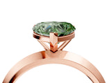 Rose gold Fancy Green Heart  Cut Solitaire Engagement Ring with Flat Band and Four-Prong Setting 4