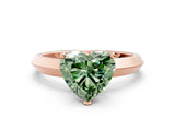 Rose gold Fancy Green Heart  Cut Solitaire Engagement Ring with Flat Band and Four-Prong Setting
