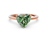 Rose gold Fancy Green Heart  Cut Solitaire Engagement Ring with Four-Prong Setting and Classic Band